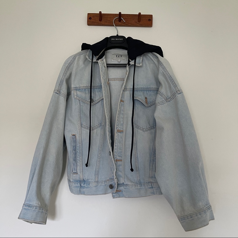 Zara denim jacket with detachable hood size XS